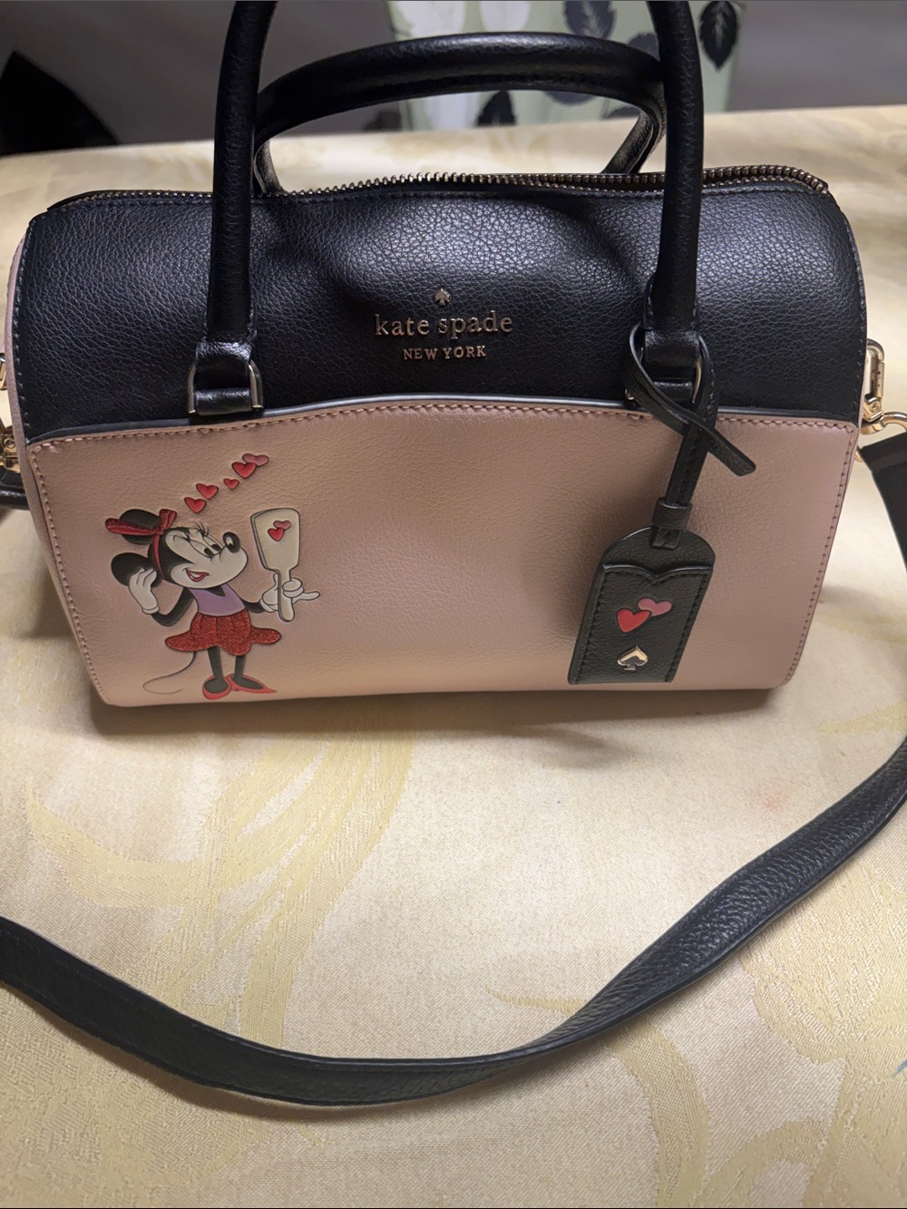 kate spade Black and Blush Minnie Mouse Dome Satchel